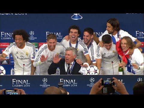 Real Madrid players invade Carlo Ancelotti’s press conference