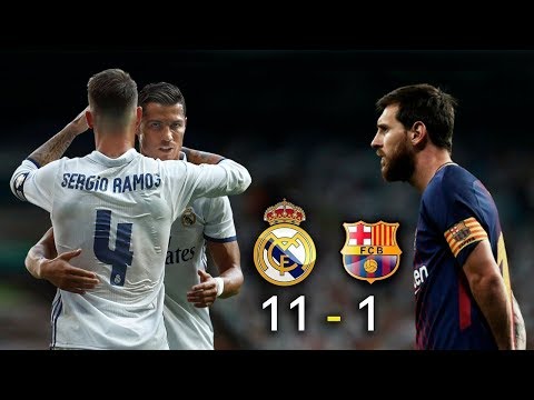 اهداف مباراة ريال مدريد وبرشلونه  11 – 1 مباراه مجنونه ?????لا تنسى الاشتراك ?