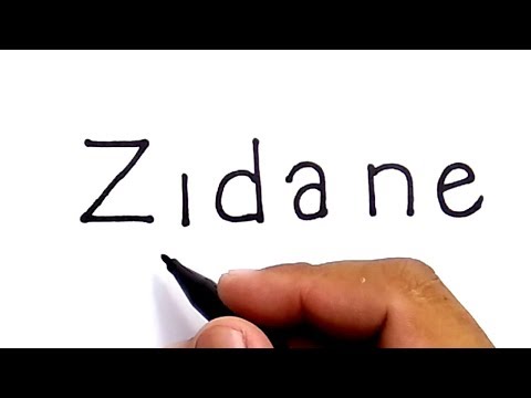 VERY EASY !, how to turn words ZIDANE into cartoon for kids / how to draw zidane zidane